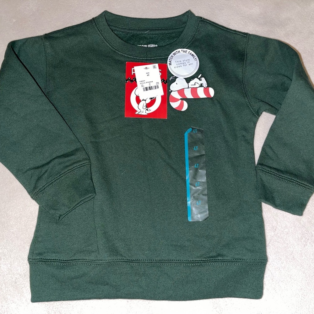 Peanuts Dark Green Snoopy Kids Sweatshirt